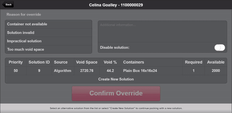 Scanner UI Override view